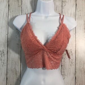 Blake & Co Rose Pink Lace Racerback Bralette NWT Medium or Small